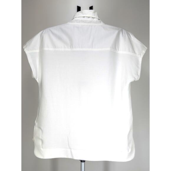 Calvin Klein White Half Zip Blouse Mock Neck Drawstring Top Size S - Picture 3 of 6
